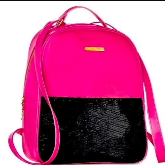 Juicy Couture Hot Pink& black sequins packpavk NWOT handles still in plastic - Picture 2 of 11